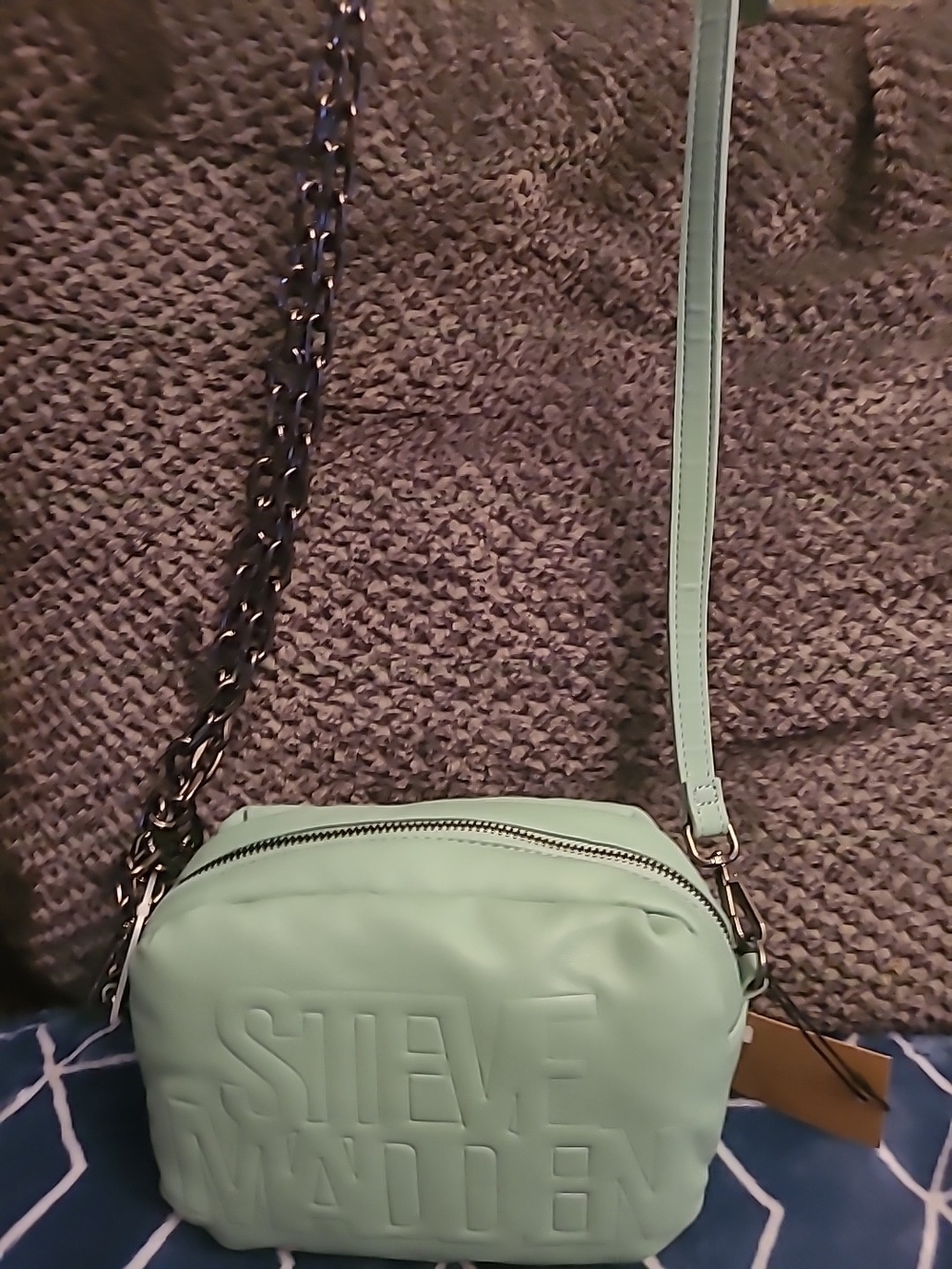 New With Tags Steve Madden Beden Logo Soft Camera  Crossbody - Sage Green